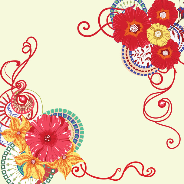 Poppy flower card - Vektor, obrázek