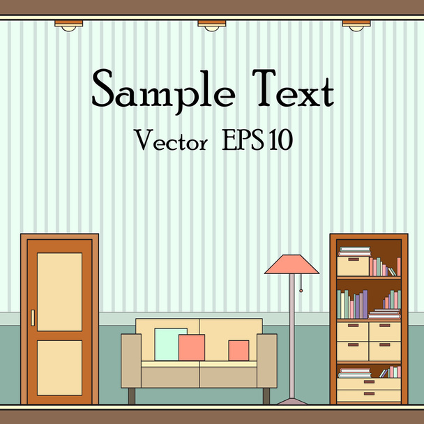 Vector illustration with interior of living room - Vector, Image