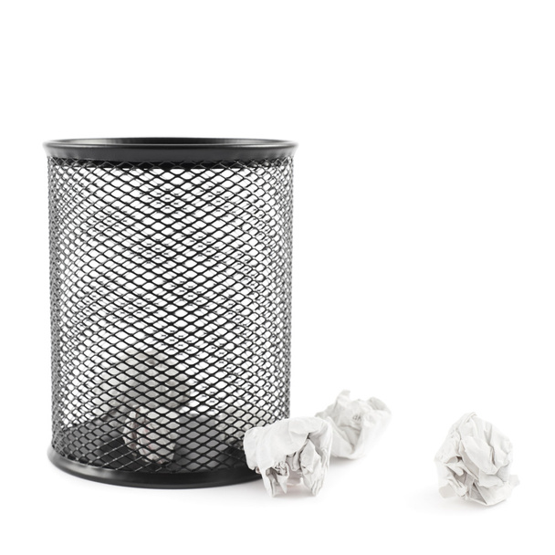 Office paper trash bin isolated - Photo, image