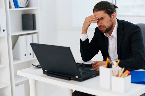 Man workflow in the office documents emotions Lifestyle - Фото, зображення