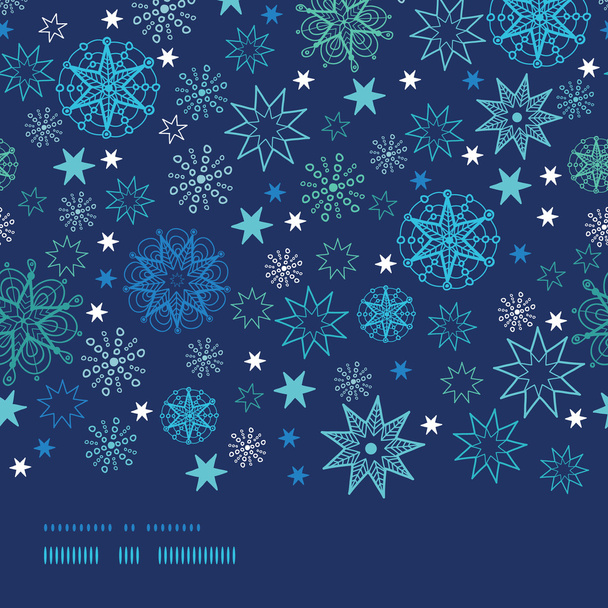 Night snowflakes horizontal border frame seamless pattern background - Вектор,изображение