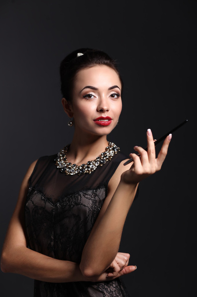 Portrait of young beautiful woman with jewelry - Fotoğraf, Görsel