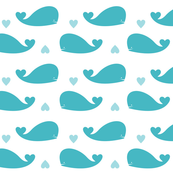 Seamless wallpaper blue whales. Vector illustration - Vector, Image