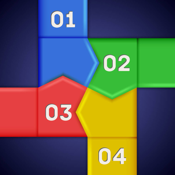 Infographics with square of colorful numbered pointers - Wektor, obraz