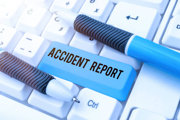Conceptual display Accident Report. Business showcase A form that is filled out record details of an unusual event Typing Helpful Blog Tutorial And Guides, Researching Strategies Online - Photo, Image