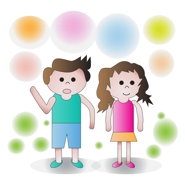 Ilustración de personajes de dibujos animados Happy Kids - Vector, Imagen