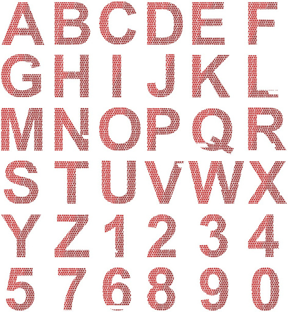 alfabet stworzony z małe czerwone gwiazdki - Zdjęcie, obraz