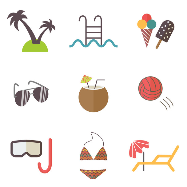 Summer icons set - Vetor, Imagem