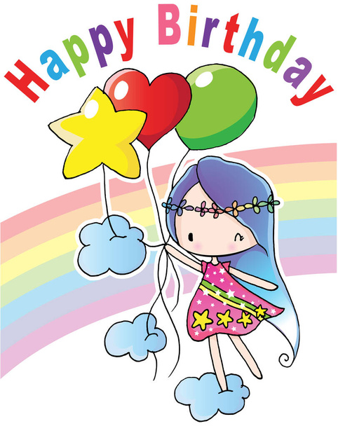 vector cartoon kids happy birthday card - Vector, Imagen