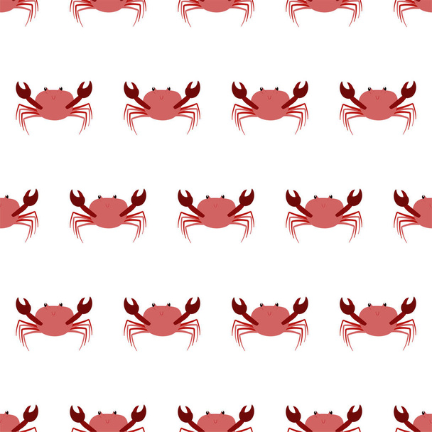 Sea animal seamless pattern with crab. Undersea world habitants print. - Vector, Image