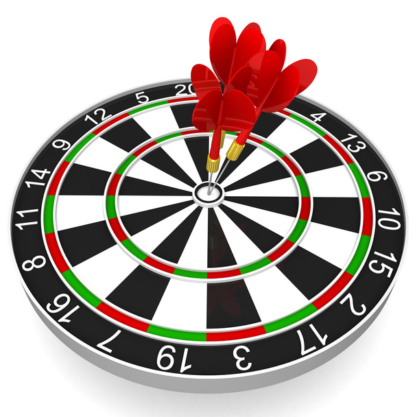 Business and Sports concept with 3d darts in bullseye - Valokuva, kuva