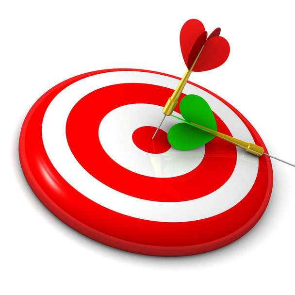 Business and Sports concept with 3d darts in bullseye - Foto, imagen