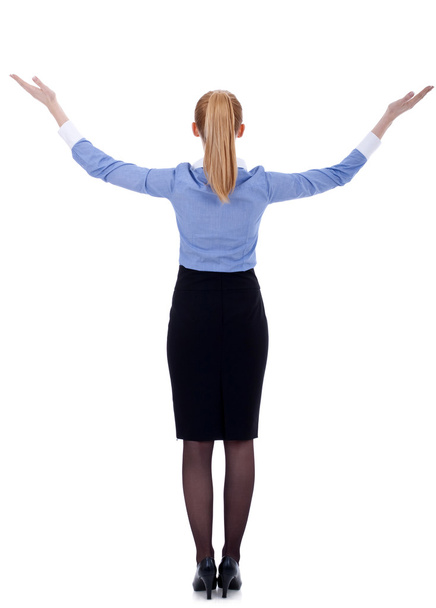 Business woman holding her hands up - Photo, Image