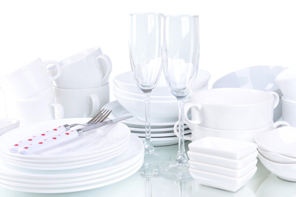 Set of white dishes - Φωτογραφία, εικόνα
