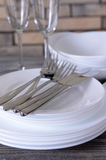 Set of white dishes - Photo, image