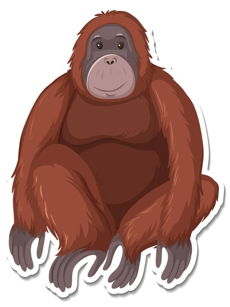 Шаблон наклейки иллюстрации персонажа обезьяны - Вектор,изображение