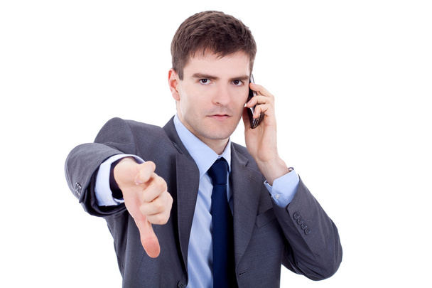 Business man with bad news on phone - Foto, imagen