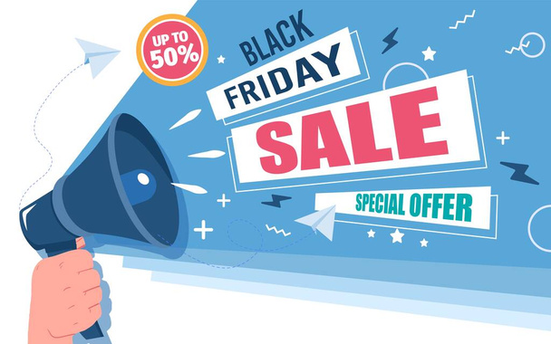 Black Friday-Verkauf bis zu 50 Prozent Sonderangebot - Vektor, Bild