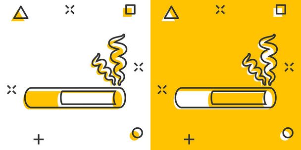Zigaretten-Ikone im Comic-Stil. Rauch-Cartoon-Vektor-Illustration auf weißem isoliertem Hintergrund. Geschäftskonzept Nikotinspritzeffekt. - Vektor, Bild