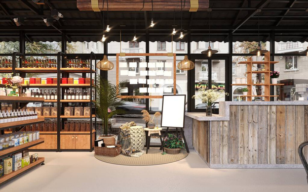 3D Darstellung des Cafe-Shops - Foto, Bild