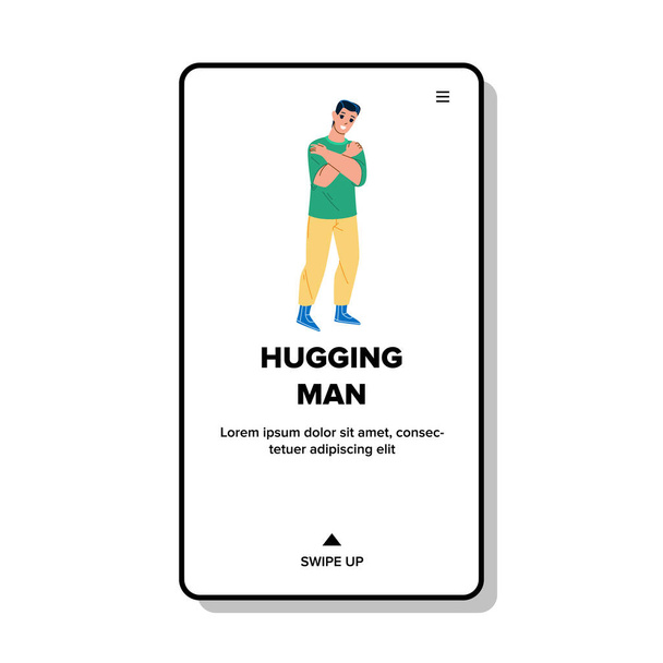 Hombre abrazándose a sí mismo con un vector de emoción positiva - Vector, Imagen