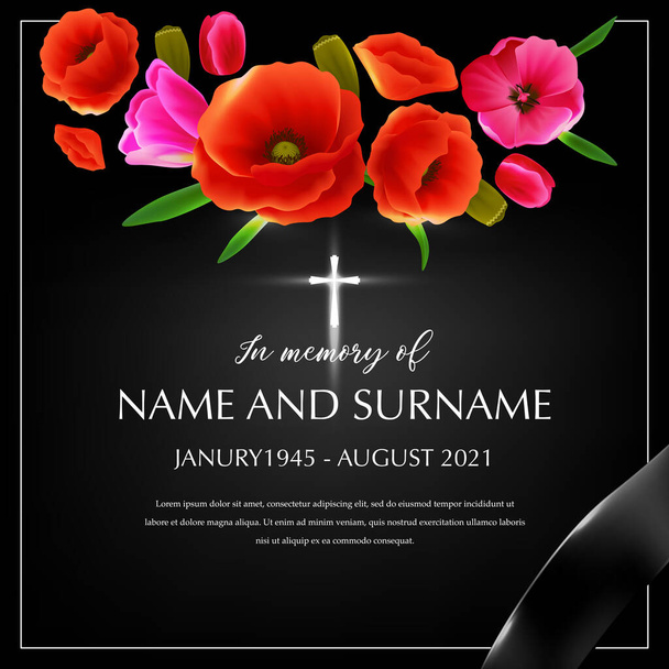 Funeral Memory Name Composition - Vector, Image