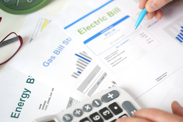Home electricity expenses and bill statement document - Photo, Image
