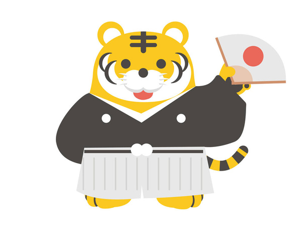 Ilustração vetorial de personagem tigre (roupas japonesas) - Vetor, Imagem