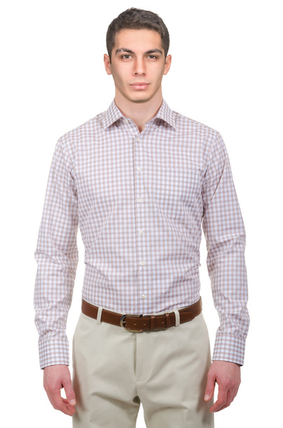 Modèle masculin avec chemise isolée sur blanc - Photo, image