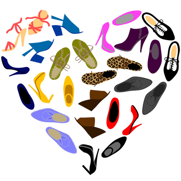 shoes in shape of heart - Vector, imagen