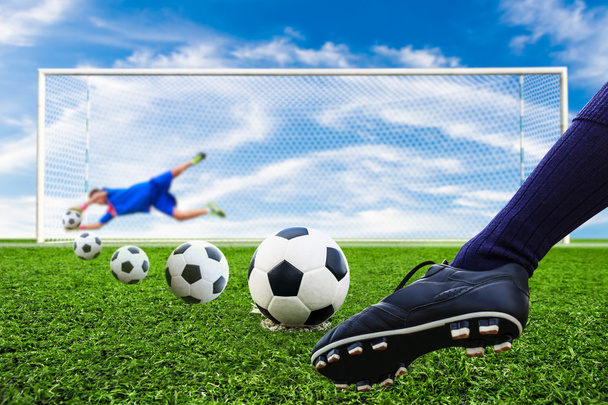 Foot kicking soccer ball - Photo, Image