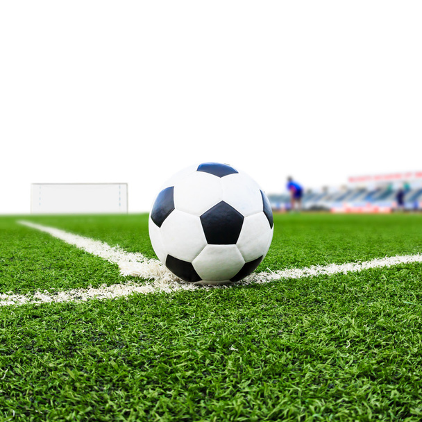 Soccer ball on green  field - Фото, зображення