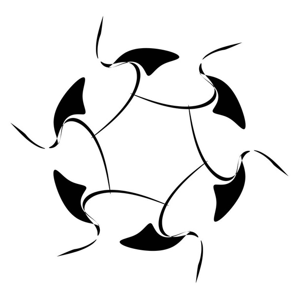 Abstract circular drawing. Amorphous, nonfigurative artistic element, shape. Swirl, twirl, whorl, vortex motif and mandala - stock vector illustration, clip-art graphics - Vektor, Bild