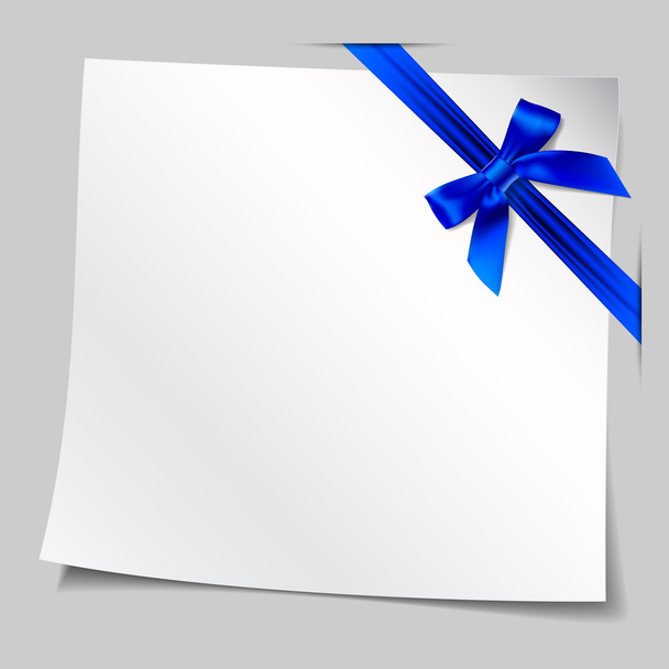 Paper under the ribbon with a blue bow - Vektor, Bild