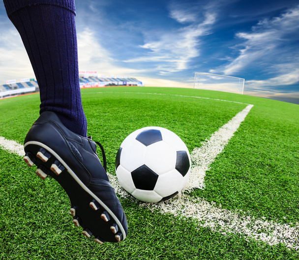 Fuß kickt Fußball - Foto, Bild
