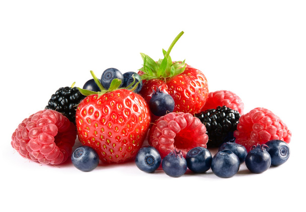 Big Pile of Fresh Berries on White Background - Фото, изображение