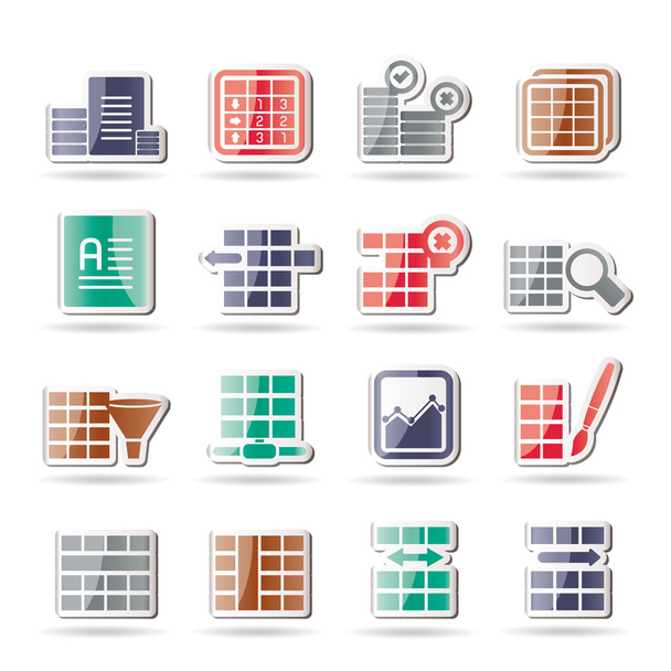 Database and Table Formatting Icons - Vector, imagen