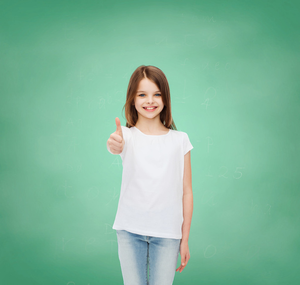 smiling little girl in white blank t-shirt - Photo, Image