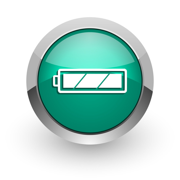 battery green glossy web icon - Zdjęcie, obraz