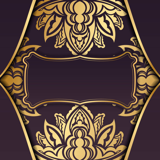 Burgundský prapor s abstraktním zlatým ornamentem a umístěním pod Váš text - Vektor, obrázek