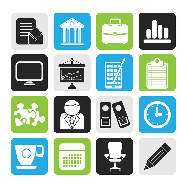 Silhouette Business and office icons - Vettoriali, immagini
