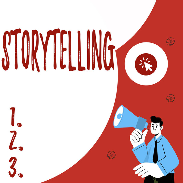 Tekst pisma Storytelling. Internet Concept działalności pisanie opowiadań do publikowania ich do publicznej Abstract Wyświetlanie różnych metod pisania, przetwarzania danych klawiatury - Zdjęcie, obraz
