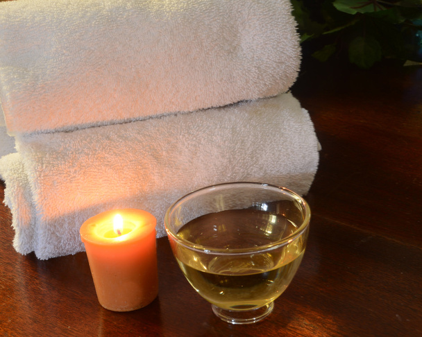 Candle towels and Tea - Photo, Image
