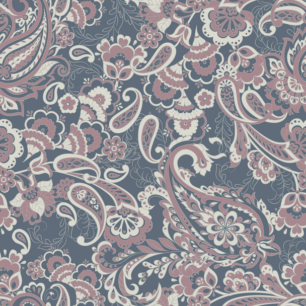 Virágos zökkenőmentes minta paisley dísz. Vektorillusztráció ázsiai textilstílusban - Vektor, kép
