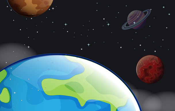 Planets in the outerspace - Vector, Image