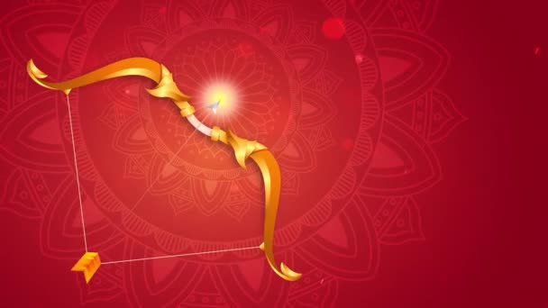 Lord Rama i Ravana w Dussehra Navratri festiwal Indii, Durga Puja. szczęśliwy diwali dhanteras dussehra koncepcja animacji w 4k. szczęśliwy Deepavali Dussehra animacja ze świątyni durga mata i łuk. - Materiał filmowy, wideo