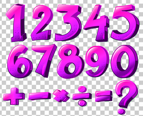 Numbers in pink color - Vector, imagen