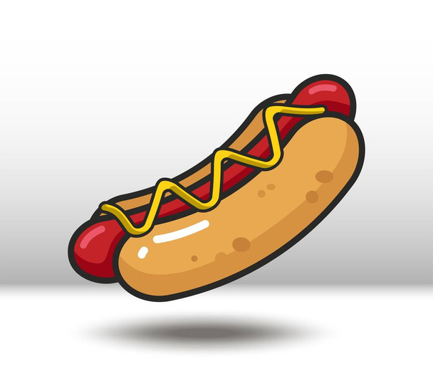 Icône vectorielle colorée de hot dog. Isolé sur fond blanc. - Vecteur, image