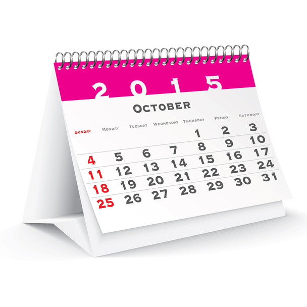 Октябрь 2015 настольный календарь - вектор
 - Вектор,изображение
