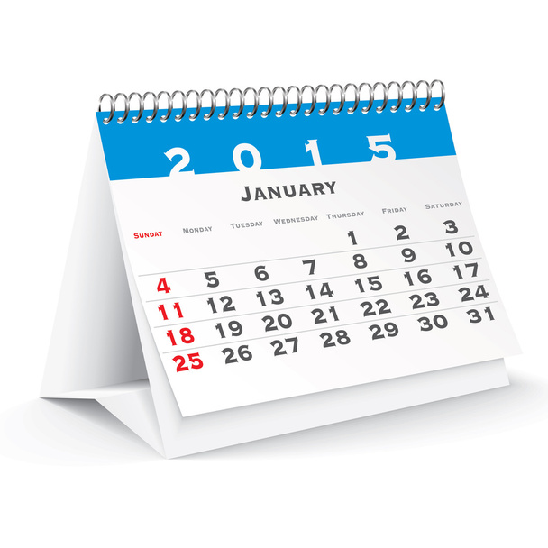 januari 2015 bureaukalender - vector - Vector, afbeelding
